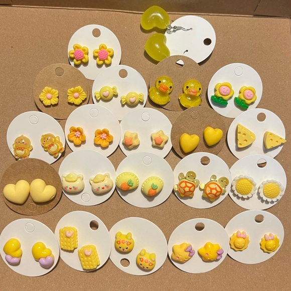 Handmade Jewelry - #11 NEW Handmade BIG Yellow Earrings Set